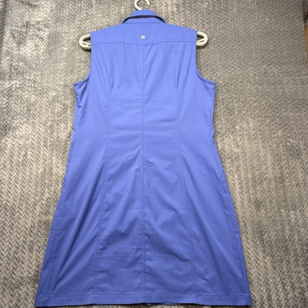 Daily Sports Sleeveless Dress XL Sweden Athleisure Golf Blue Silver Snap Pockets - Picture 3 of 11